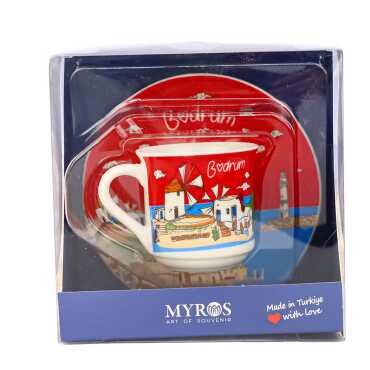 Bodrum Temalı Tekli Porselen Kahve Fincanı - 4