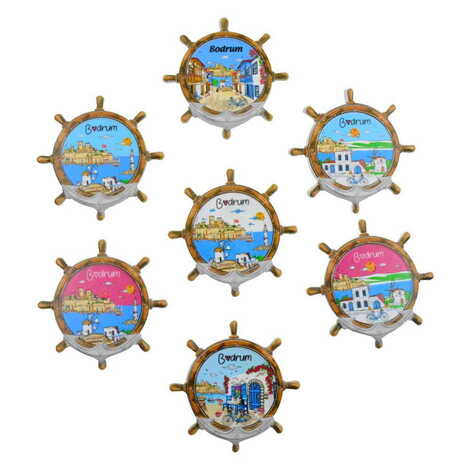 Toptan Bodrum Temalı Uv Baskılı Dümen Şekilli Magnet 82x82 mm - 4