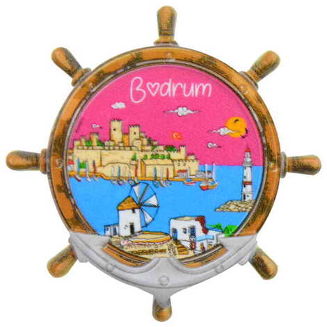 Toptan Bodrum Temalı Uv Baskılı Dümen Şekilli Magnet 82x82 mm - 6
