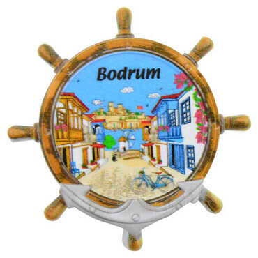 Bodrum Themed Customised UV Printed Plastic Base Marin Rudder Shaped Fridge Magnet 82x82 mm - 5