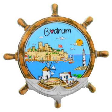 Bodrum Themed Customised UV Printed Plastic Base Marin Rudder Shaped Fridge Magnet 82x82 mm - 9