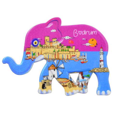 Toptan Bodrum Temalı Uv Baskılı Fil Şekilli Magnet 86x62 mm - 6