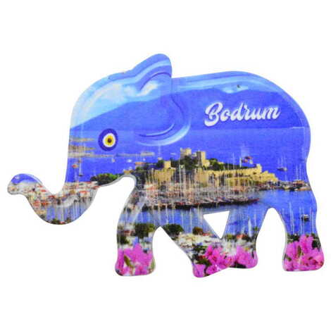 Toptan Bodrum Temalı Uv Baskılı Fil Şekilli Magnet 86x62 mm - 7