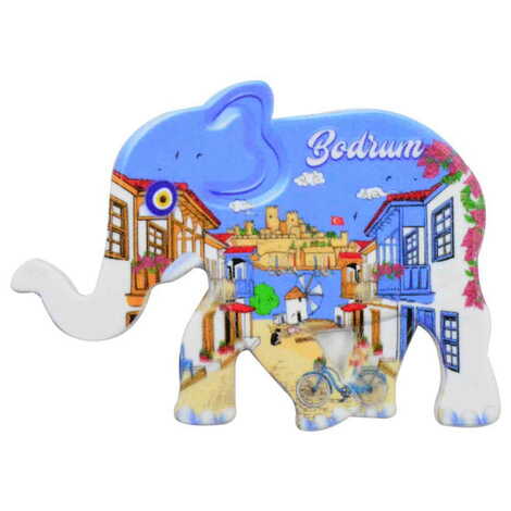 Toptan Bodrum Temalı Uv Baskılı Fil Şekilli Magnet 86x62 mm - 8