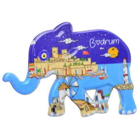Toptan Bodrum Temalı Uv Baskılı Fil Şekilli Magnet 86x62 mm - 9