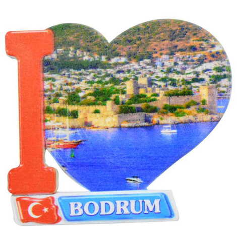 Toptan Bodrum Temalı Uv Baskılı Kalp Şekilli Magnet 86x62 mm - 6