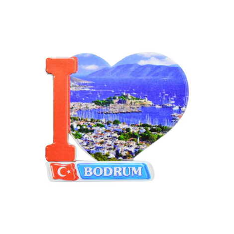 Toptan Bodrum Temalı Uv Baskılı Kalp Şekilli Magnet 86x62 mm - 7