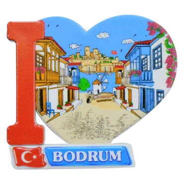 Bodrum Themed Customised UV Printed Plastic Base Heart Shaped Fridge Magnet 86x62 mm - 4