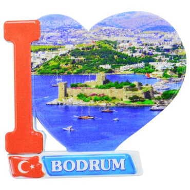 Bodrum Themed Customised UV Printed Plastic Base Heart Shaped Fridge Magnet 86x62 mm - 5