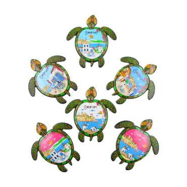 Bodrum Themed Customised UV Printed Plastic Base Turtle Shaped Fridge Magnet 80x74 mm - 2