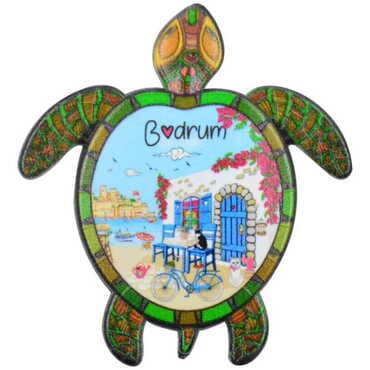 Bodrum Themed Customised UV Printed Plastic Base Turtle Shaped Fridge Magnet 80x74 mm - 3