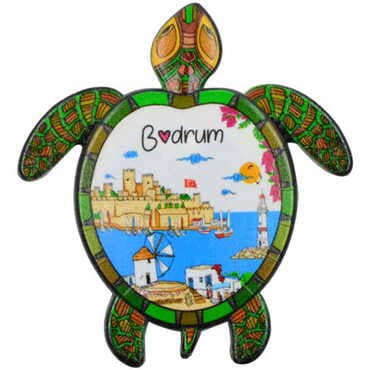Bodrum Themed Customised UV Printed Plastic Base Turtle Shaped Fridge Magnet 80x74 mm - 4