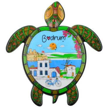 Bodrum Themed Customised UV Printed Plastic Base Turtle Shaped Fridge Magnet 80x74 mm - 5