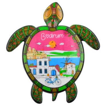 Bodrum Themed Customised UV Printed Plastic Base Turtle Shaped Fridge Magnet 80x74 mm - 6