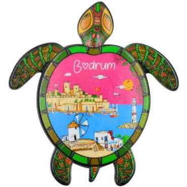 Bodrum Themed Customised UV Printed Plastic Base Turtle Shaped Fridge Magnet 80x74 mm - 7