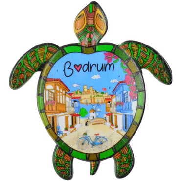Bodrum Themed Customised UV Printed Plastic Base Turtle Shaped Fridge Magnet 80x74 mm - 8