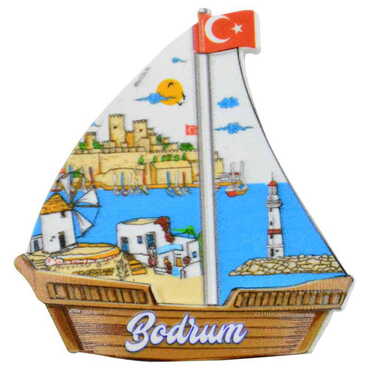 Toptan Bodrum Temalı Uv Baskılı Yelken Şekilli Magnet 77x80 mm - 6