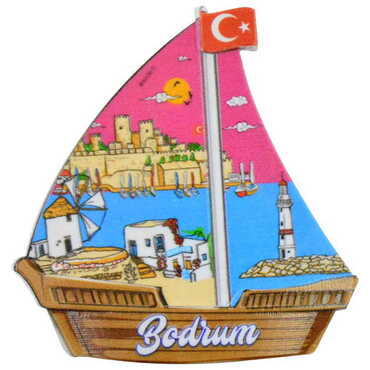 Toptan Bodrum Temalı Uv Baskılı Yelken Şekilli Magnet 77x80 mm - 8