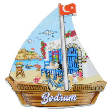 Toptan Bodrum Temalı Uv Baskılı Yelken Şekilli Magnet 77x80 mm - 9