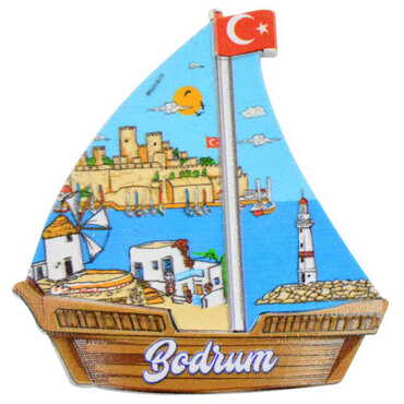 Toptan Bodrum Temalı Uv Baskılı Yelken Şekilli Magnet 77x80 mm - 11