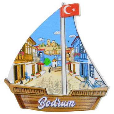 Toptan Bodrum Temalı Uv Baskılı Yelken Şekilli Magnet 77x80 mm - 7