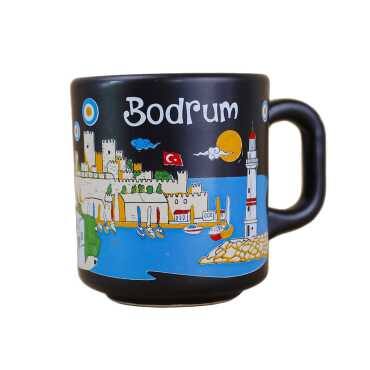 Bodrum Themed Traditional Ceramic Cappuccino Mug - 8