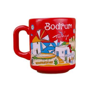 Bodrum Themed Traditional Ceramic Cappuccino Mug - 3