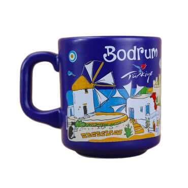 Bodrum Themed Traditional Ceramic Cappuccino Mug - 5