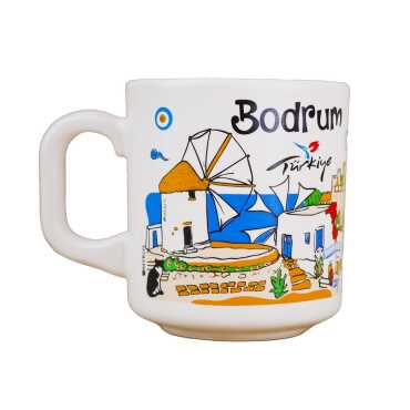 Bodrum Themed Traditional Ceramic Cappuccino Mug - 6
