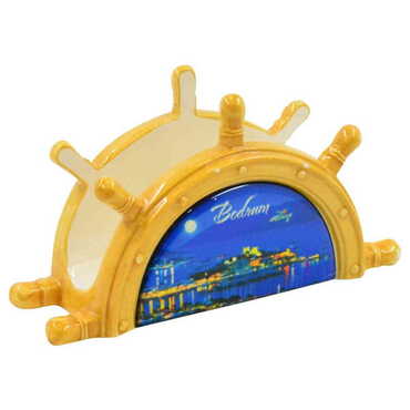 Bodrum Themed Anchor Shaped Ceramic Napkin Holder - Thumbnail