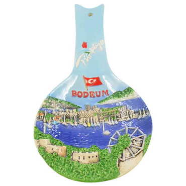 Myros - Bodrum Themed Blue Ceramic Spoon Rest