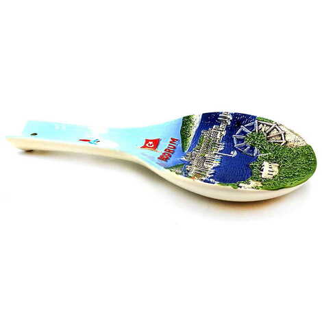 Bodrum Themed Blue Ceramic Spoon Rest