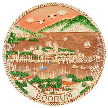 Myros - Bodrum Themed Bodrum Themed Brown Ceramic Plate 10 Cm