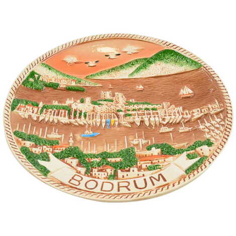 Bodrum Themed Bodrum Themed Brown Ceramic Plate 10 Cm