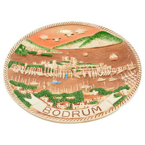 Bodrum Themed Bodrum Themed Brown Ceramic Plate 15 Cm