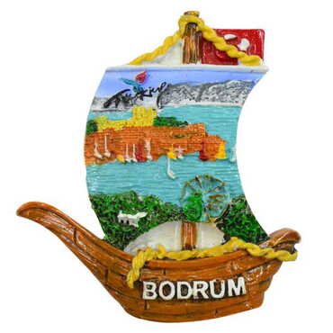 Myros - Bodrum Themed Bodrum Themed Polyester Ship Fridge Magnet