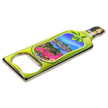 Bodrum Themed Bottle Shaped Metal Magnetic Bottle Opener 115x39 mm - Thumbnail