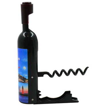 Bodrum Themed Bottle Shaped Metal Wine Bottle Corkscrew Opener-Magnetic 115x25x25 mm - Thumbnail