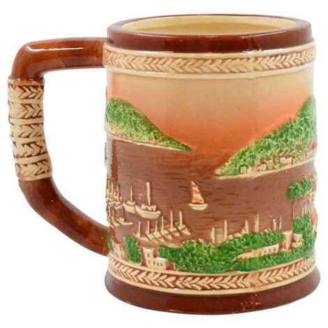 Bodrum Themed Brown Ceramic Mug