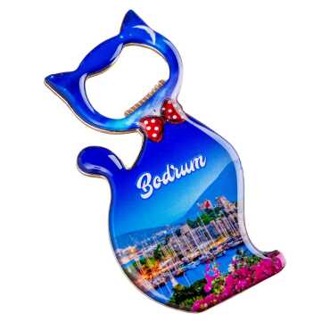Bodrum Themed Cat Shaped Metal Magnetic Bottle Opener 97x48 mm - 4