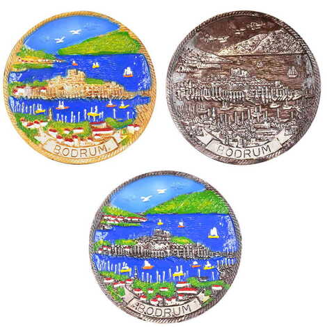 Bodrum Themed City Themed Plaster Raised Cottage Wall Plate 20 Cm - 2