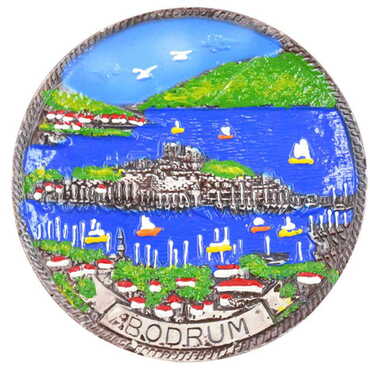 Bodrum Themed City Themed Plaster Raised Cottage Wall Plate 20 Cm - 4
