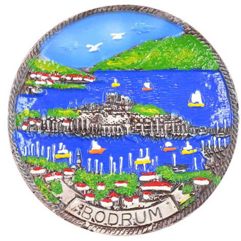 Bodrum Themed City Themed Plaster Raised Cottage Wall Plate 20 Cm - 4