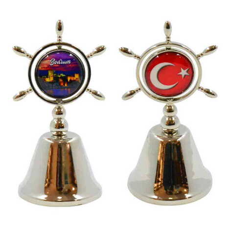 Bodrum Themed Collectible Souvenir Double Face Metal Spinner Rudder Bell 44x92 mm