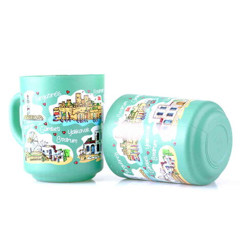 Bodrum Themed Colored Glass Mug