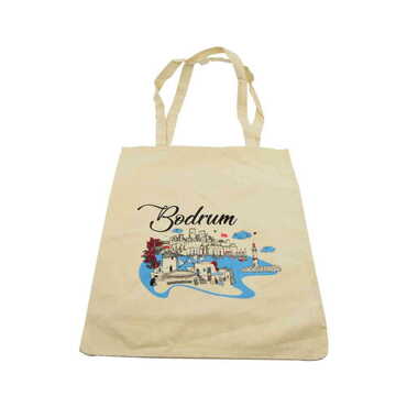 Myros - Bodrum Themed Customised Colorful Shopping Tote Bag 450x350 mm