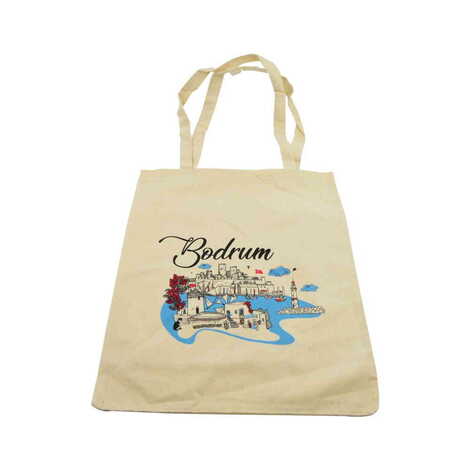 Bodrum Themed Customised Colorful Shopping Tote Bag 450x350 mm