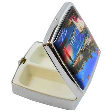 Bodrum Themed Customised Epoxy Square Pill Box 54x58x18 mm - Thumbnail