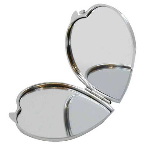 Bodrum Themed Customised Metal Epoxy Travel Make Up Compact Heart Shaped Mirror 70x65x8 mm - 3