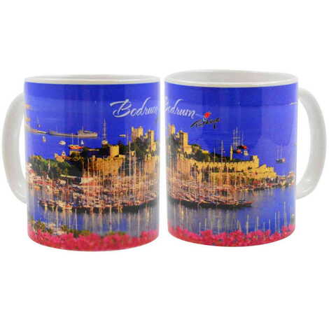 Bodrum Themed Customised Porcelain Souvenir Travel Mug 80x95 mm